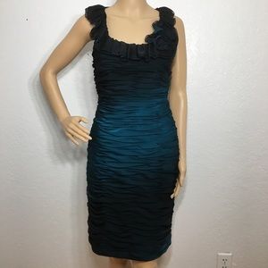 Adrianna Papell Boutique Teal Ombré Cocktail Dress